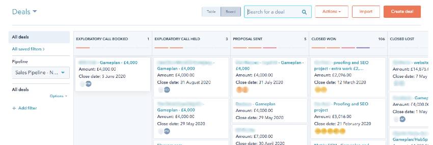 HubSpot Deal Board