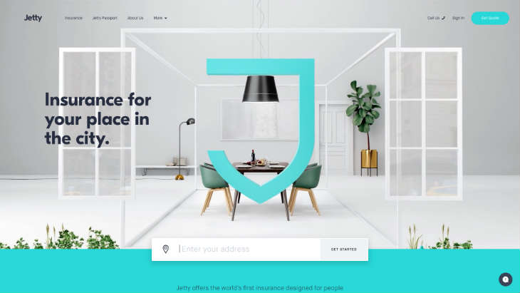 A screenshot of Jetty's website