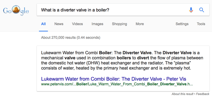 A featured snippet in Google search results
