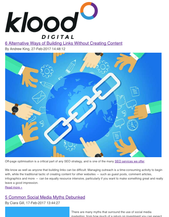 An example e-newsletter